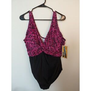 Caribean Sand Ladies Swimsuit Size 24 Black And Pink.  NEW WITH TAGS MSRP $98